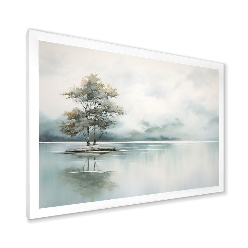 Minimal Lake Tranquility sur impression sur toile, H 24 po x l 32 po x P 1 po, Cadre simple blanc