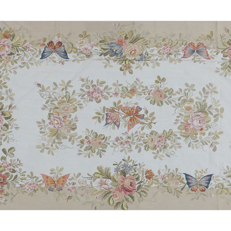 Tapis beige et doré noué à la main de haute qualité