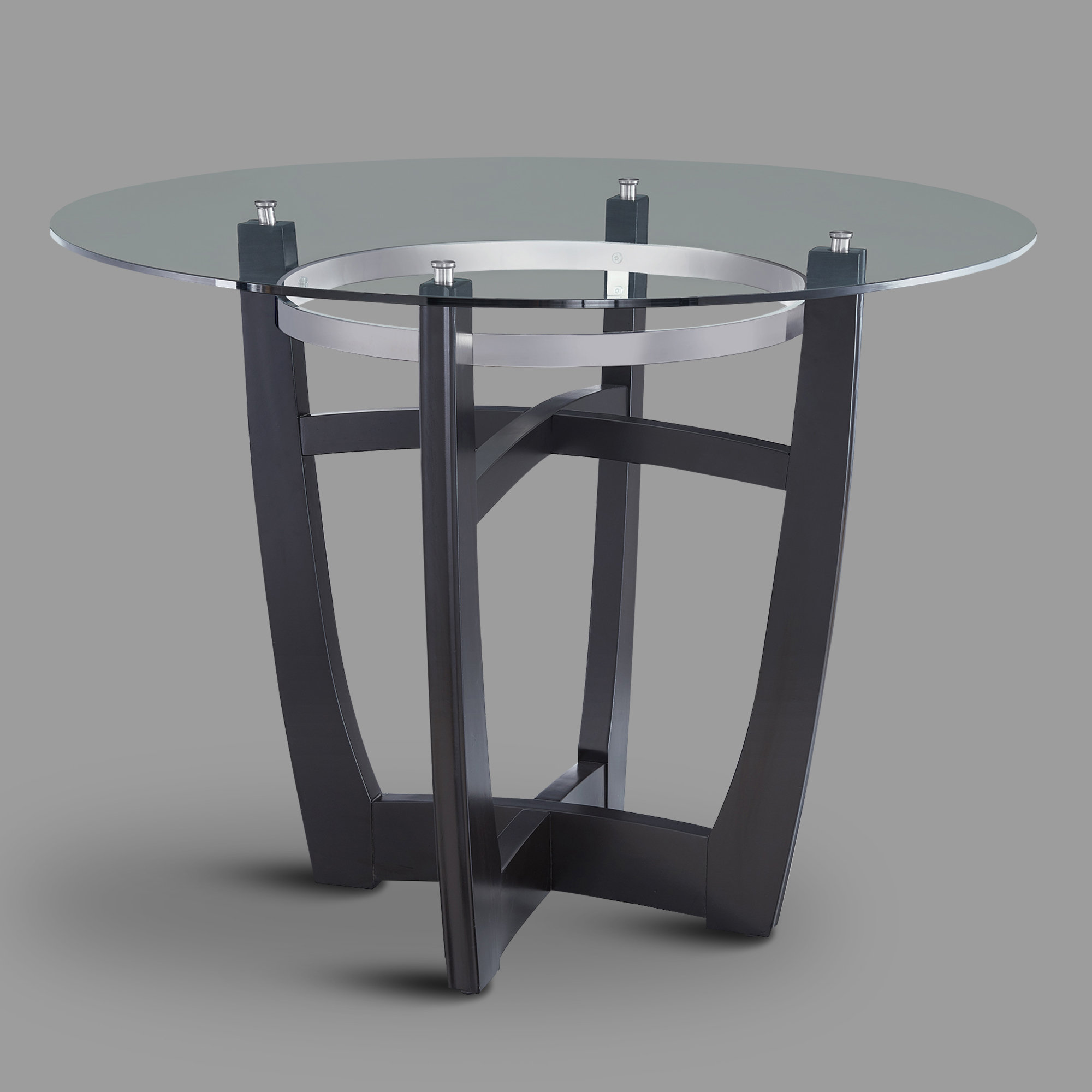 Ivy Bronx Round Glass Top Solid Wood Base Dining Table | Wayfair