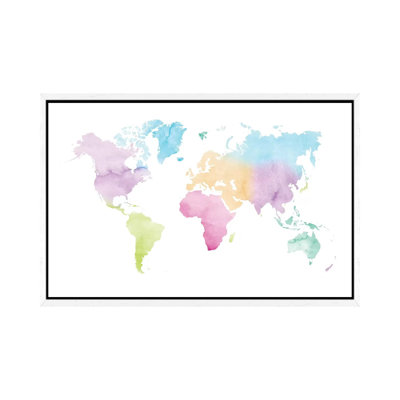 Watercolor World Map by Nouveau Prints - Painting on Canvas