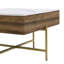 Ensemble de tables basses à plateau relevable moderne avec rangement et 4 repose-pieds blanc et noyer