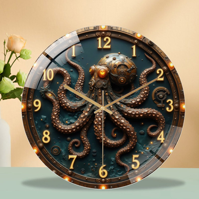 Horloge murale Steampunk Octopus