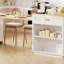 Îlot de cuisine 82,7 pouces avec table de salle à manger extensible pour 4 à 6 personnes, table de cuisine bicolore avec rangement double, prise de courant, îlot de cuisine avec rangement 2 tiroirs et 2 tablettes latérales ouvertes, blanc-2042921849