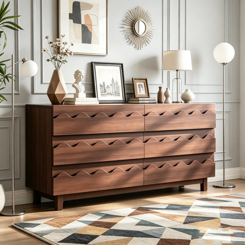Commode 6 tiroirs 60 po, Walnut