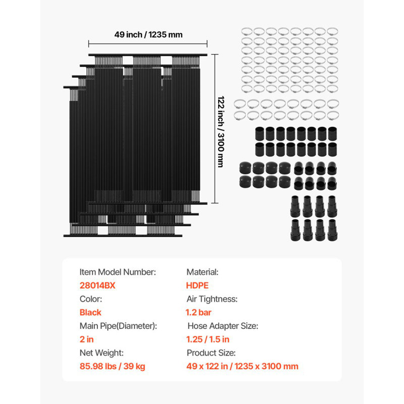 Système de chauffage solaire pour piscine hors terre 4 x 10 pieds