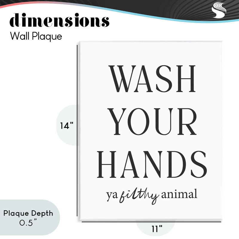 «Wash Your Hands», plaque murale amusante, par Lettré et doublé