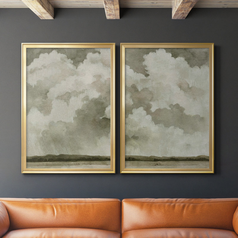 «Big Dark Sky I», ensemble de reproductions d'aquarelles conçues par J Paul, Or, H 36,5 po x l 53 po x P 1,25 po