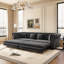 Canapé Chesterfield, canapé-lit gigogne 3 en 1 de 89 po, canapé-lit convertible, canapé-lit très grand, méridienne, canapé en velours 3 places avec repose-pieds mobile, conception capitonnée-1623265177