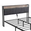 Base de lit plateforme pleine grandeur en métal avec tête de lit avec fonction de rangement rembourrée, doublure USB et pied de lit avec tiroirs, aucun sommier nécessaire, grand rangement sous le lit, assemblage facile