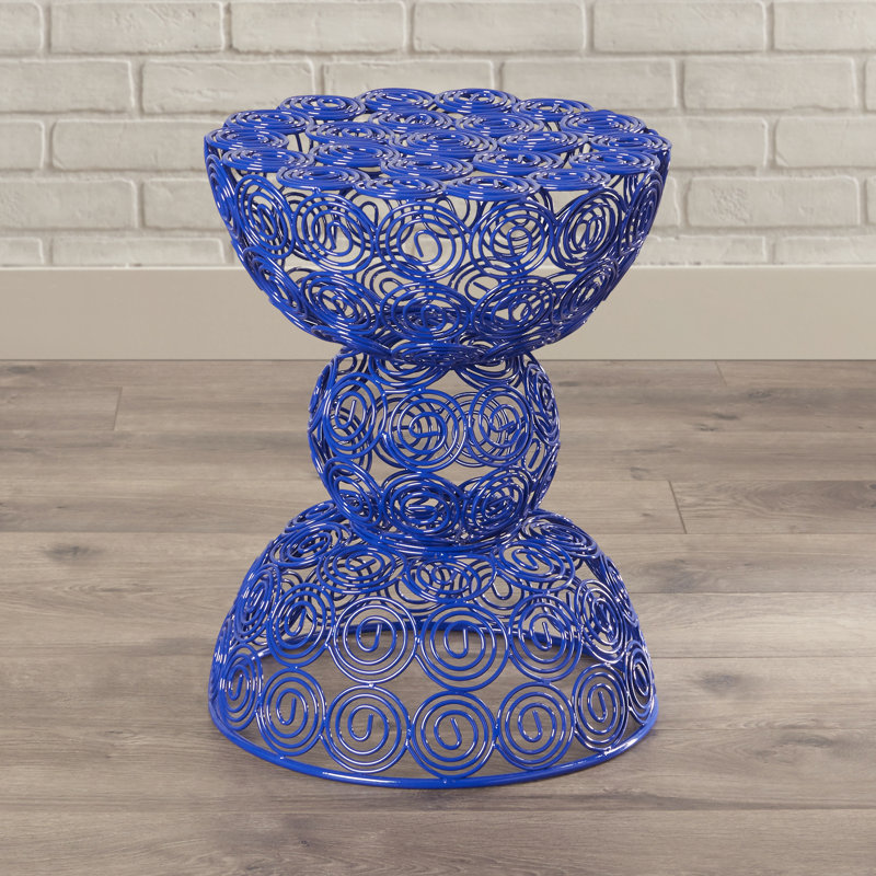 Grid Iron Accent Stool, Dark Blue