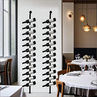 Large Wall Mount Wine Rack, H 72.8Inch Wall Mounted Shelves For Bar, Holds 12 Metal Wine Storage Holder, For Commercial Restaurants Pantry Bar Wine Ce