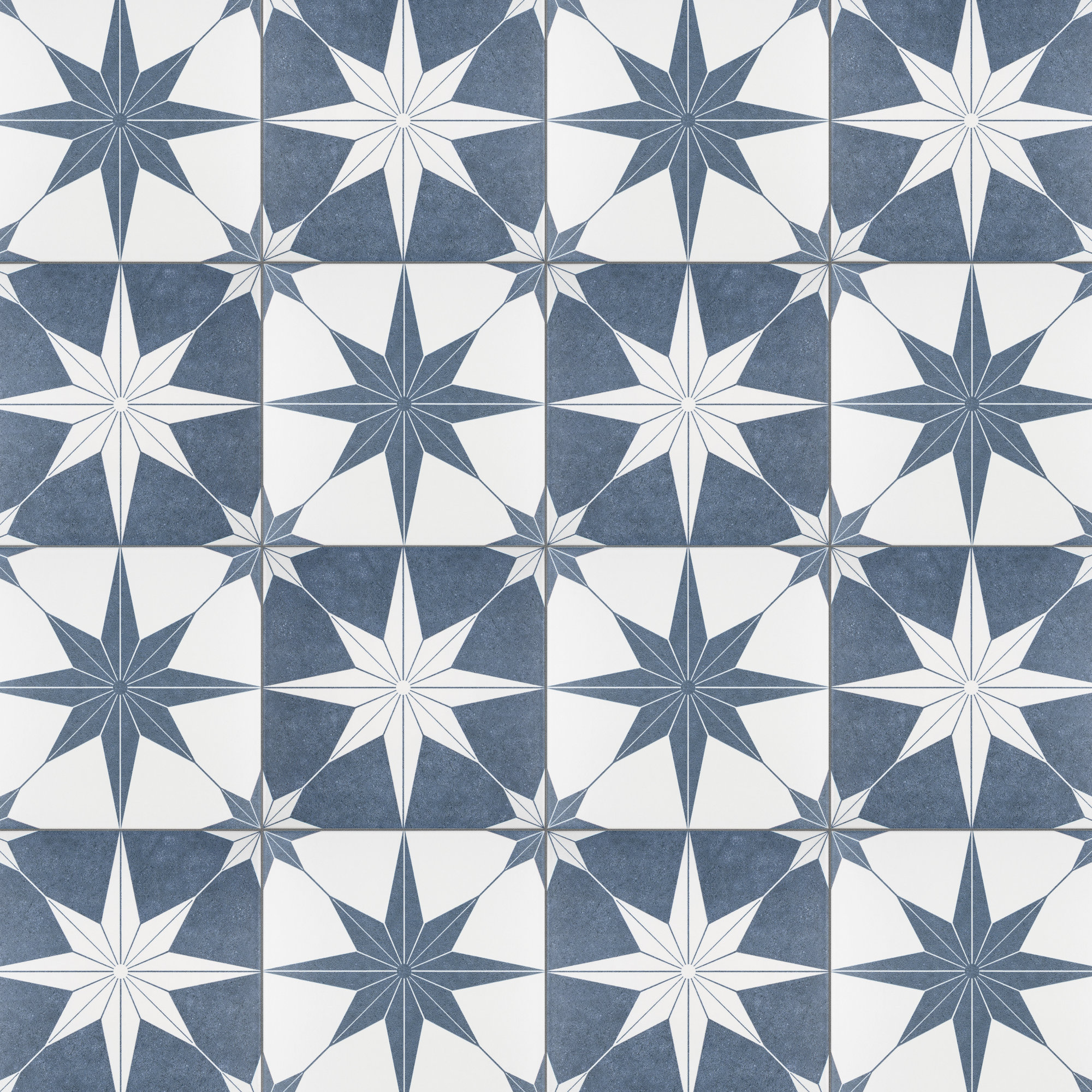 Stella 10" x 10" Porcelain Patterned Wall & Floor Tile, White/Blue
