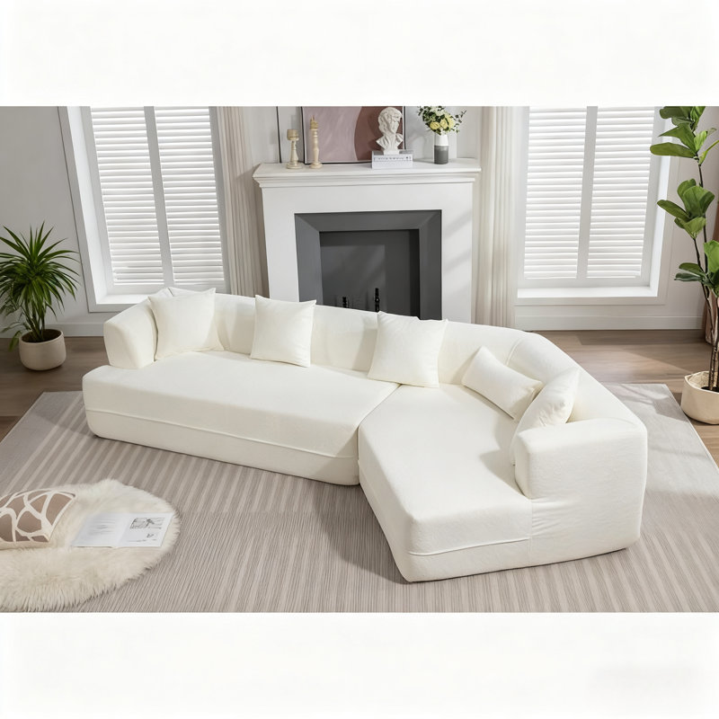 Canapé modulaire blanc crème moderne et minimaliste - rembourré de fibre ronde, anti-froissement, combinaison libre