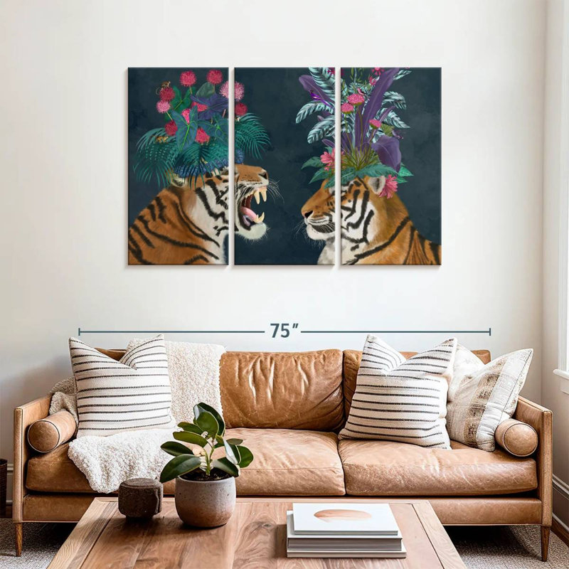 Paire de tigers chauds Brampt, H 36 po x l 57 po