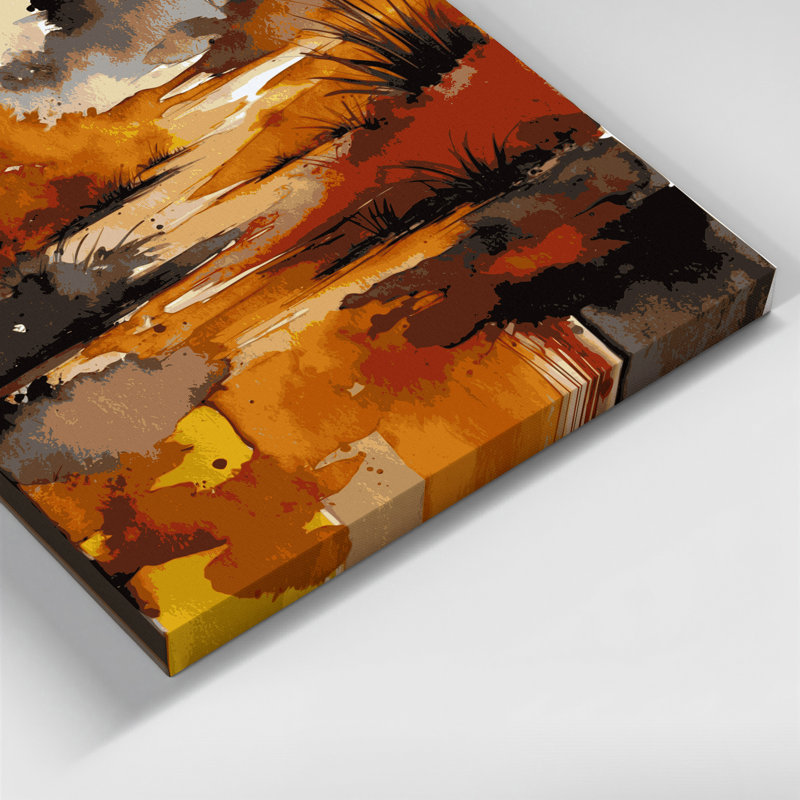 Aquarelle, paysage 30, art mural sur toile brune, H 12 po x l 12 po