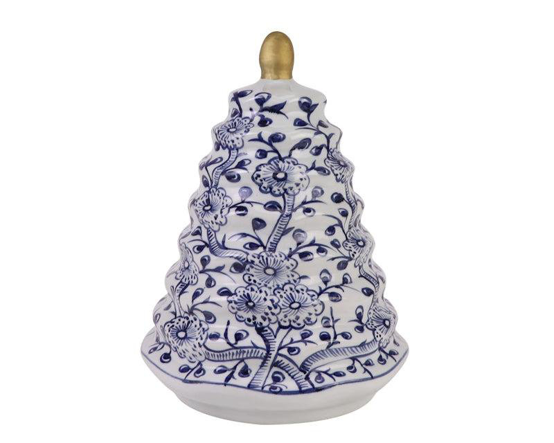 Floral & Vine Porcelain Tree, 8" H x 7" W x 7" D