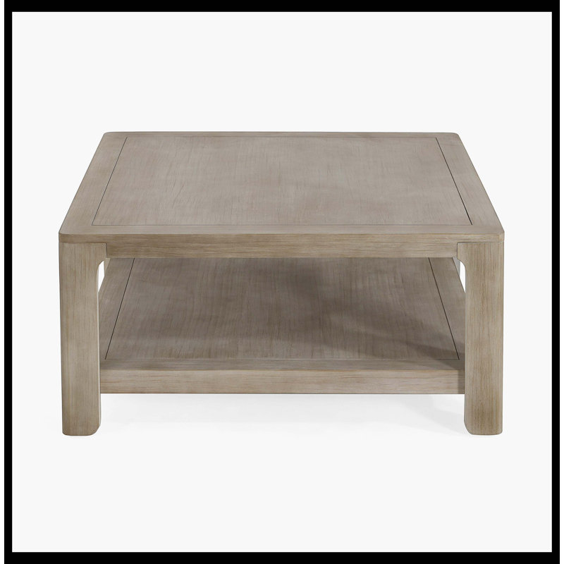 Table basse carrée avec rangement, frêne clair