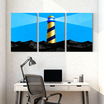 Ensemble de 3 impressions d'art sur toile, "Blue Sky Tower"