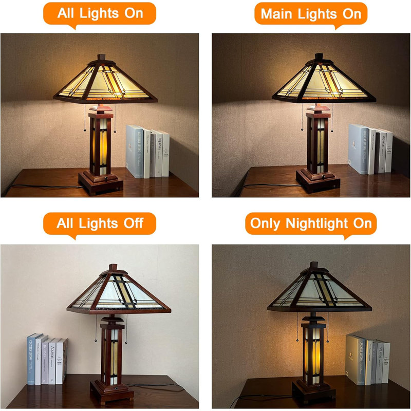 Alexander Mission Style Stained Glass and Wood Table Lamp