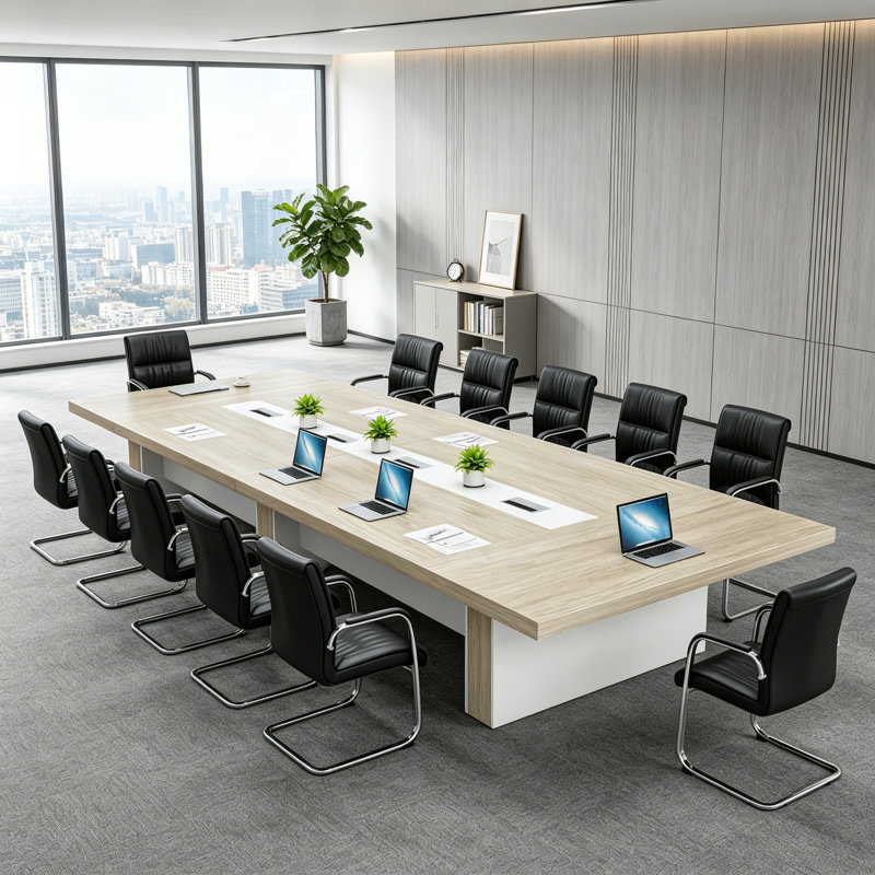 Table de conférence Searfoss, Beige, 29.53" H x 137.8" L x 59.06" D
