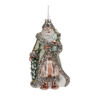 Ornement de Noël en verre vert scintillant (ensemble de 6)