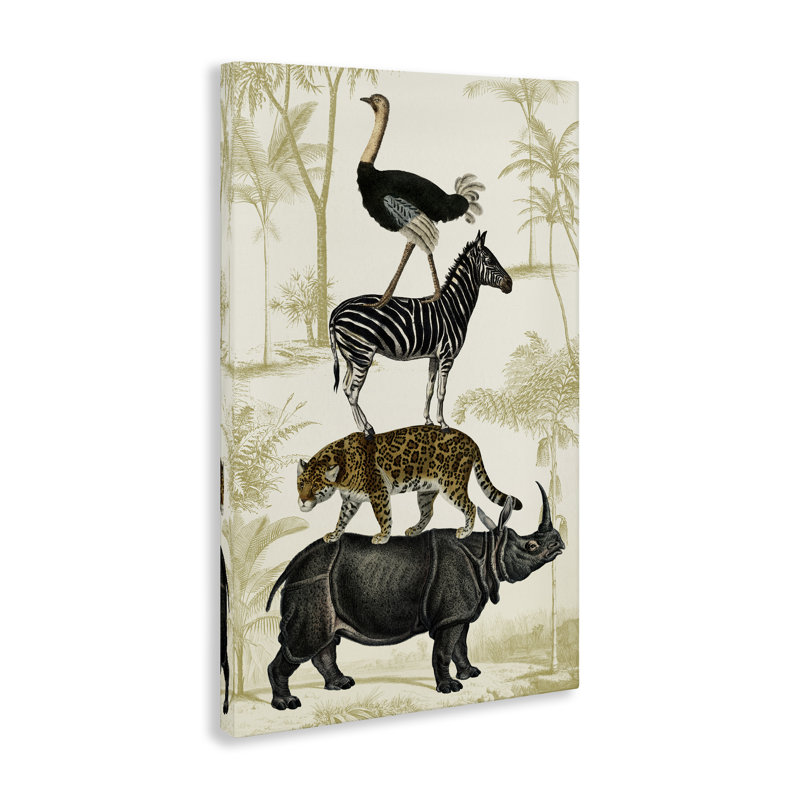 Toile de la tour des animaux de safari, design par Victoria Barnes, H 24 po x l 16 po