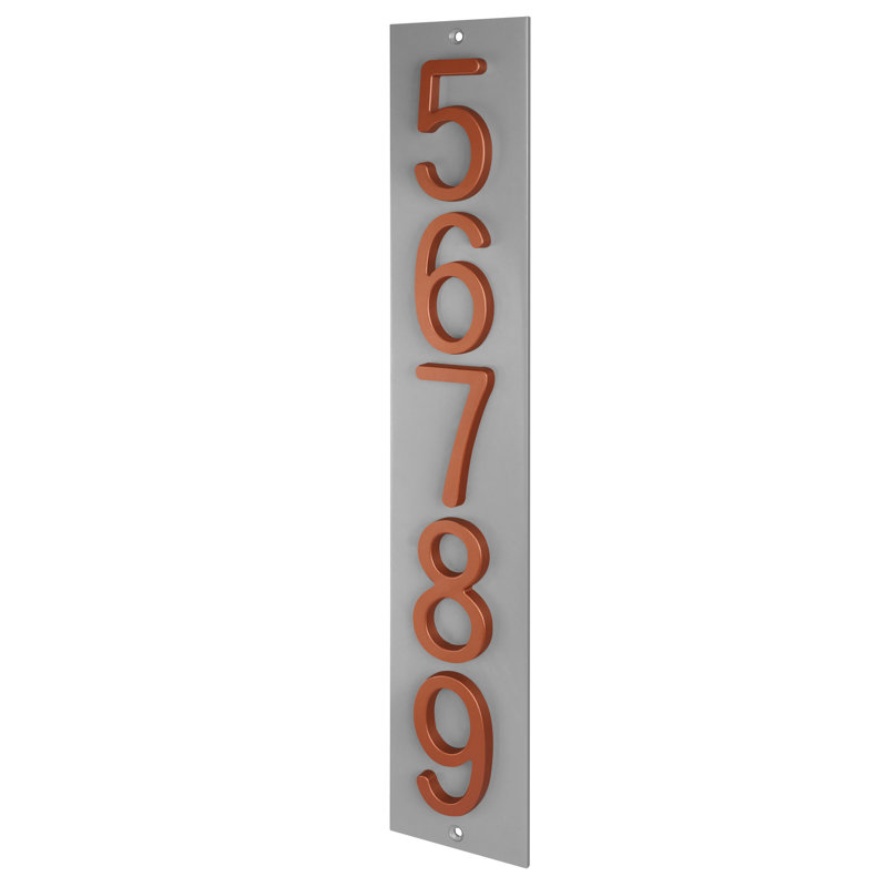 Plaque d'adresse verticale en aluminium Royal Shade, Cuivre, Gris, Oui