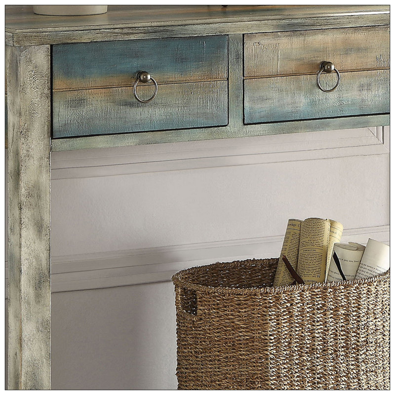 Antique Grey And Teal 3-Drawer Console Table