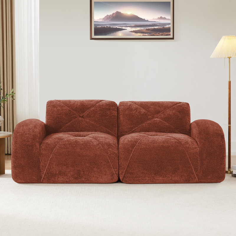 Canapé sans dossier 80,3 po avec tissu de velours doux et capitonné, canapé modulaire modulaire, éponge haute densité 32D, conception antidérapante, conception ergonomique au bas, aucun assemblage requis, pour étude, cinéma maison