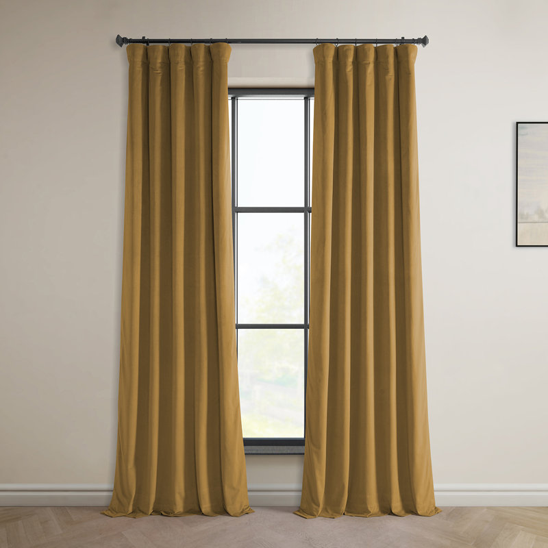 Loria Plush Velvet 100% Blackout Curtains For Bedroom, Living Room - Single Panel, 50" W x 96" L, Apple Cider Gold
