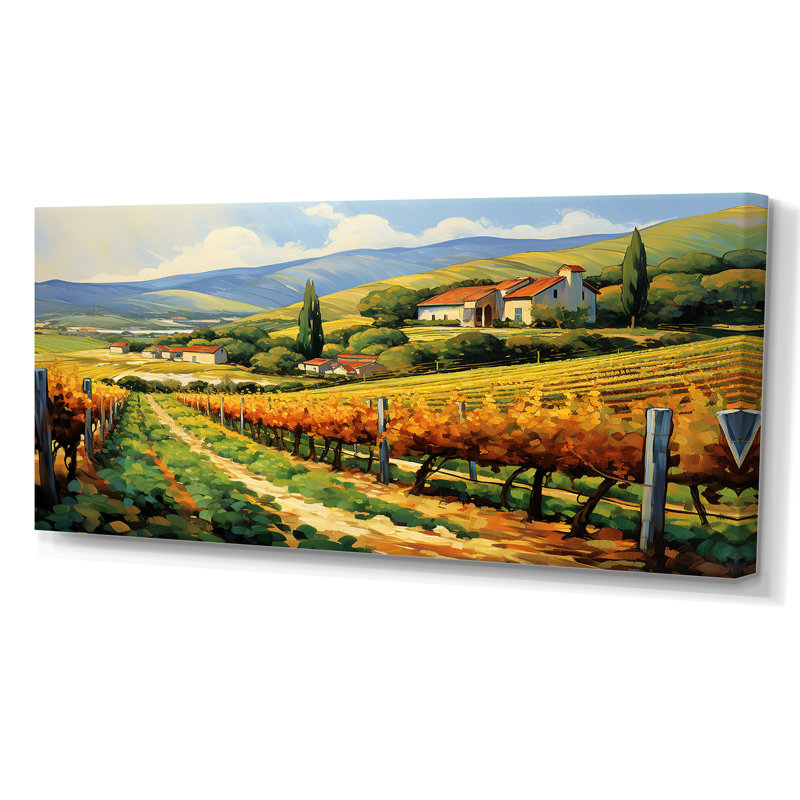 «Van Gogh», reproduction d'art sur toile - Vangogh Sunlit Vineyard II, H 28 po x l 60 po, Toile tendue, Sans cadre