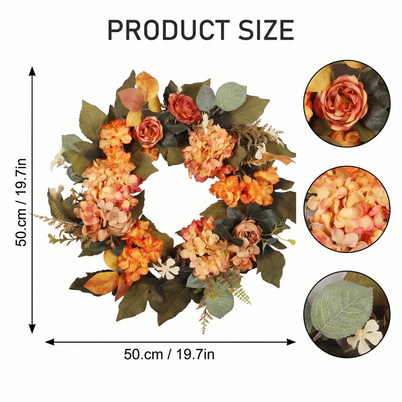 Couronne florale d'automne 19,7 po