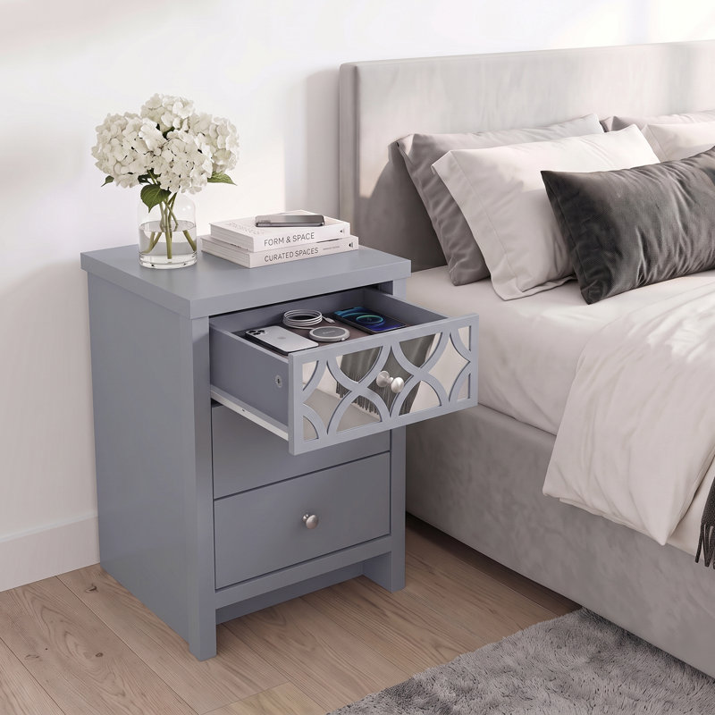 Manufactured Wood Bedside Table, Grey