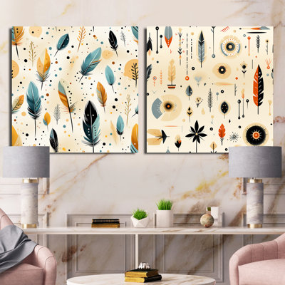 Tiffannee - Ensemble de 2 collages carrés botaniques abstraits