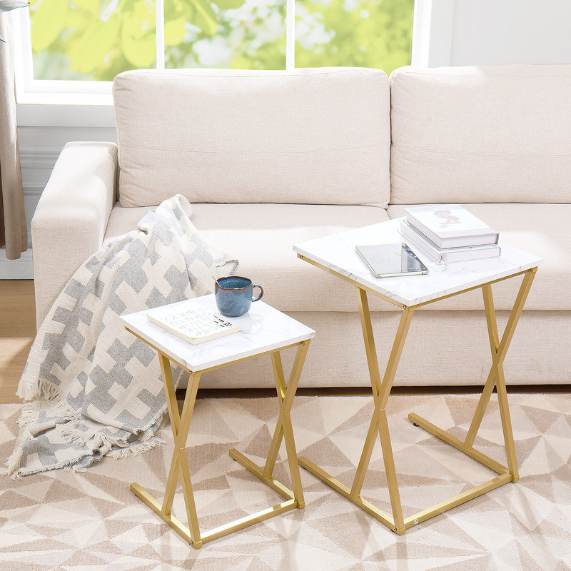 Mercer41 C-Shape Side End Table Set of 2