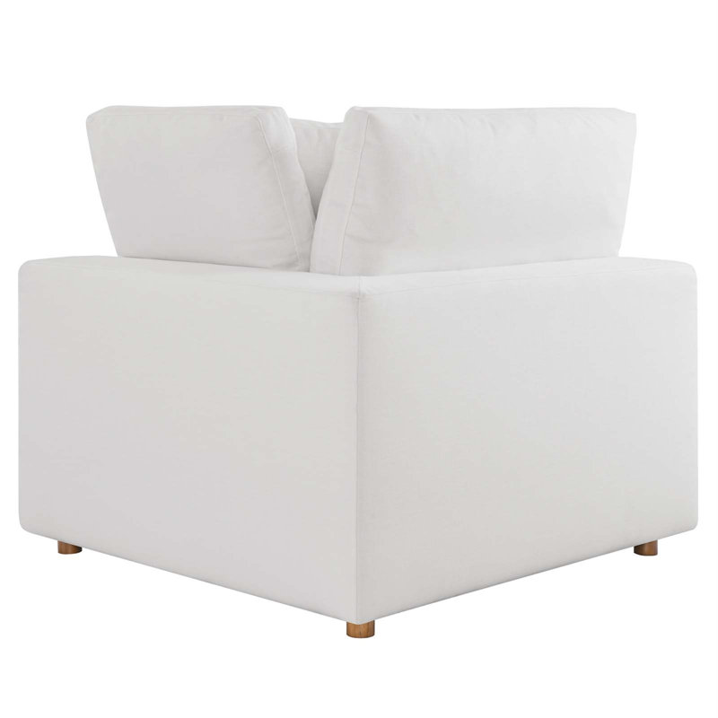 Modway Commix Down-Filled Overstuffed Upholstered Sectional Sofa Set 3 Piece, White 100% Polyester