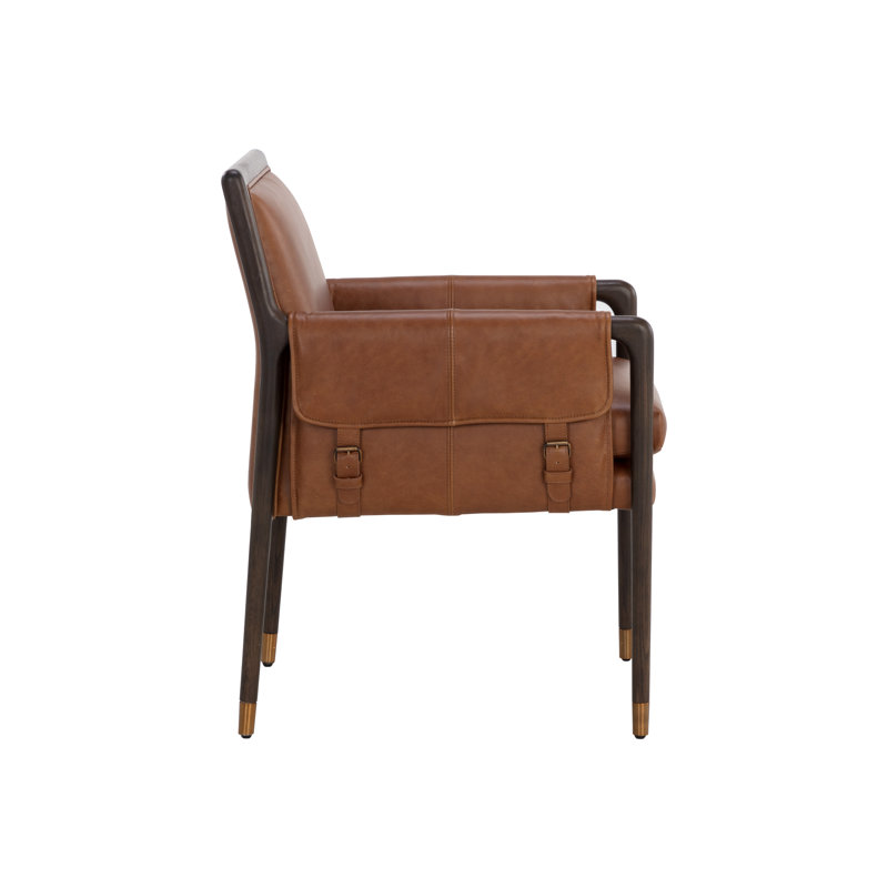 Rauno Leather Arm Chair, Brown, Black