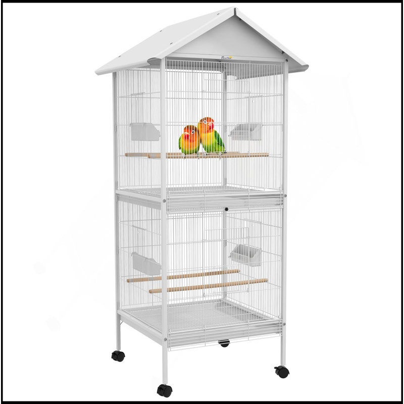 Mangeoire à oiseaux en métal forgé avec support roulant