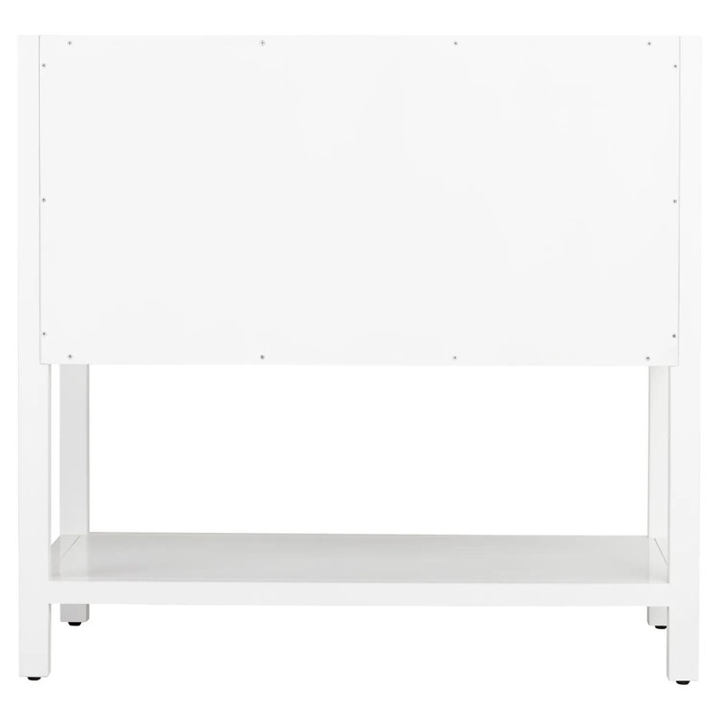 36" Robertson Single Bathroom Vanity Set with Oval Undermount Sink, Arctic White Quartz, White, 8" Widespread