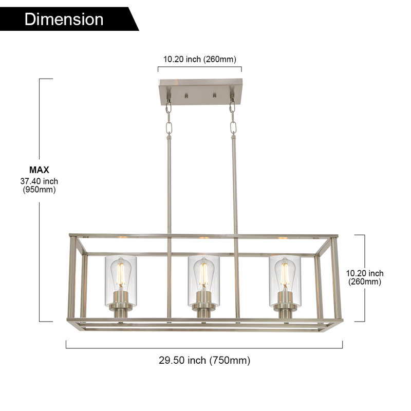 Mesick 3 - Light Kitchen Island Pendant, Brushed nickel