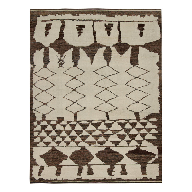 Moroccan Hand Knotted Wool Geometric Area Rug, Rectangle 12' x 15'