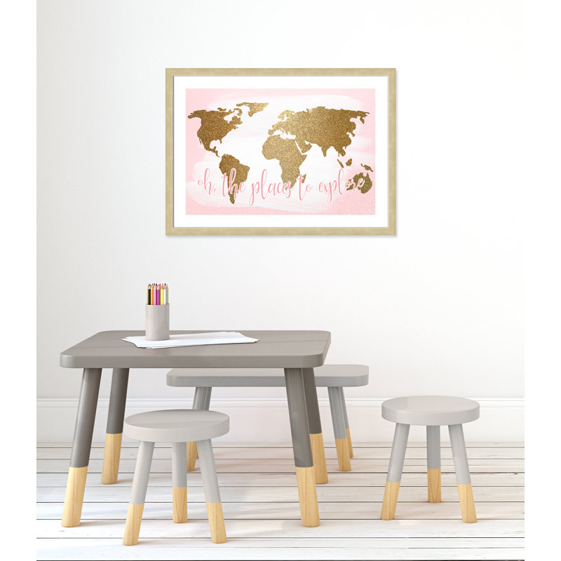Impression sur papier Explore, H 26,5 po x l 36,5 po x P 0,63 po, Encadré plat champagne