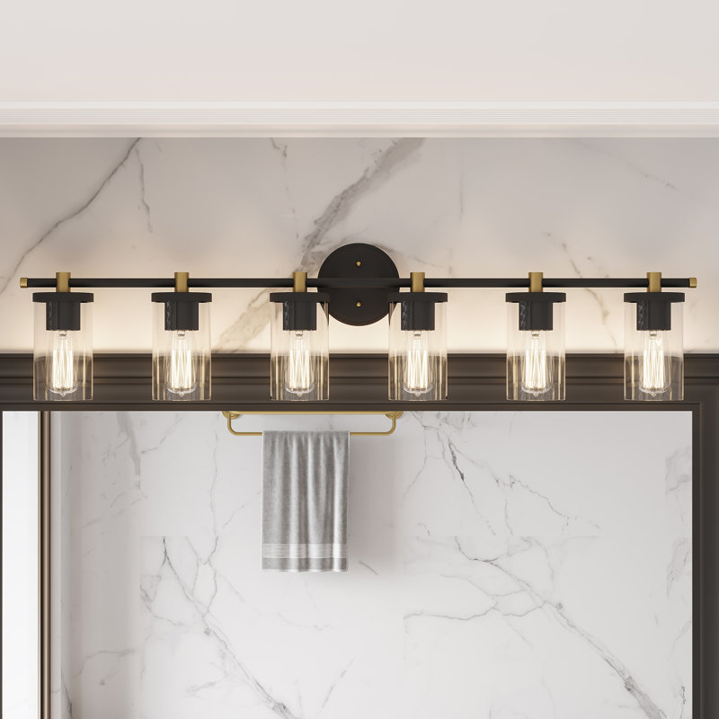 Burford 6-Light Dimmable Vanity Light, Aged Zinc/Satin Brass