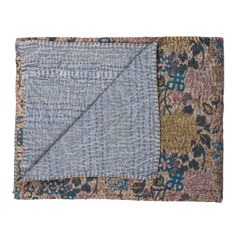 Kantha Quilted Throw Blanket