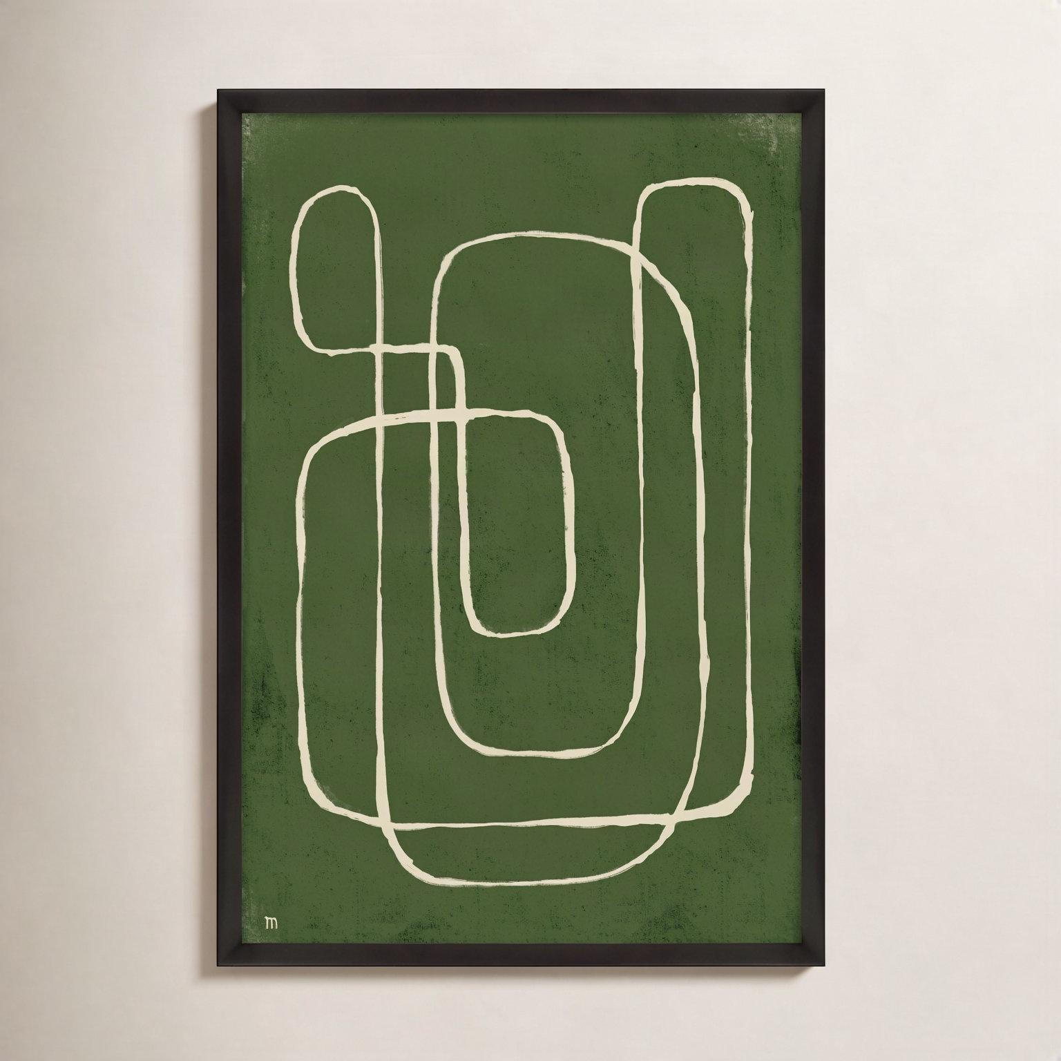 Line Works 2 Painting, Black Framed Paper, 25" H x 17.5" W x 1.25" D