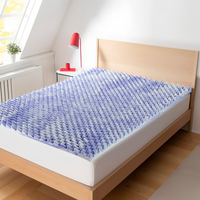 2" Reversing Purple Gel Memory Foam Mattress Topper with waterproof mattress  protector, Twin
