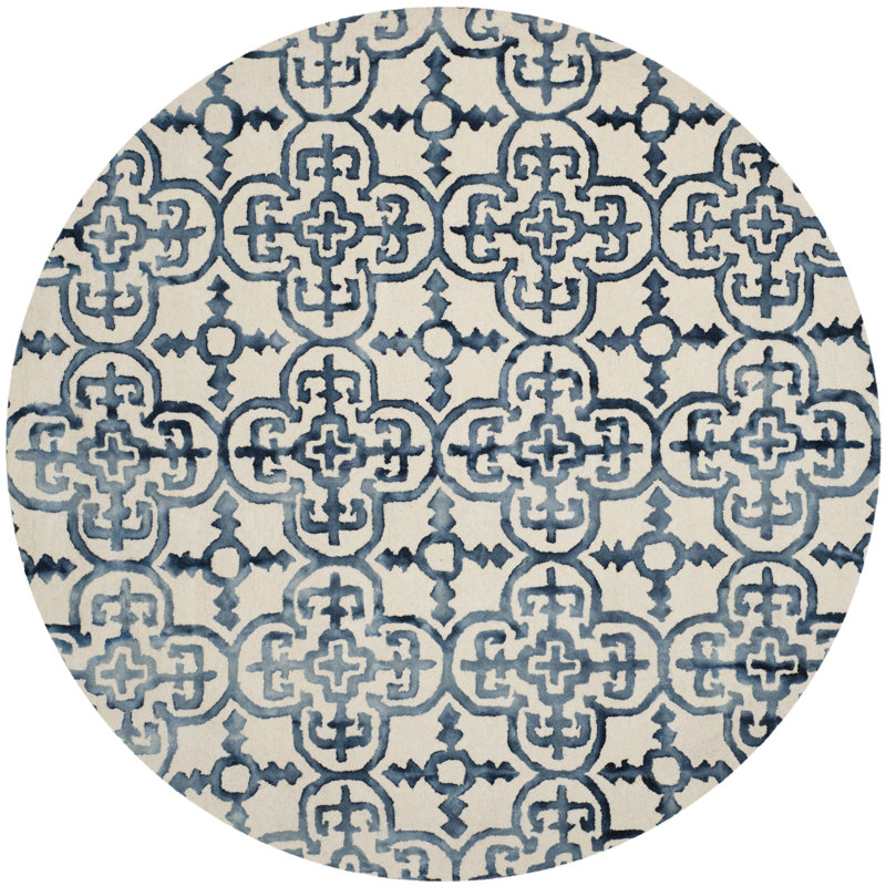 Lumsden Hand Tufted Wool Geometric Rug, Round 7'