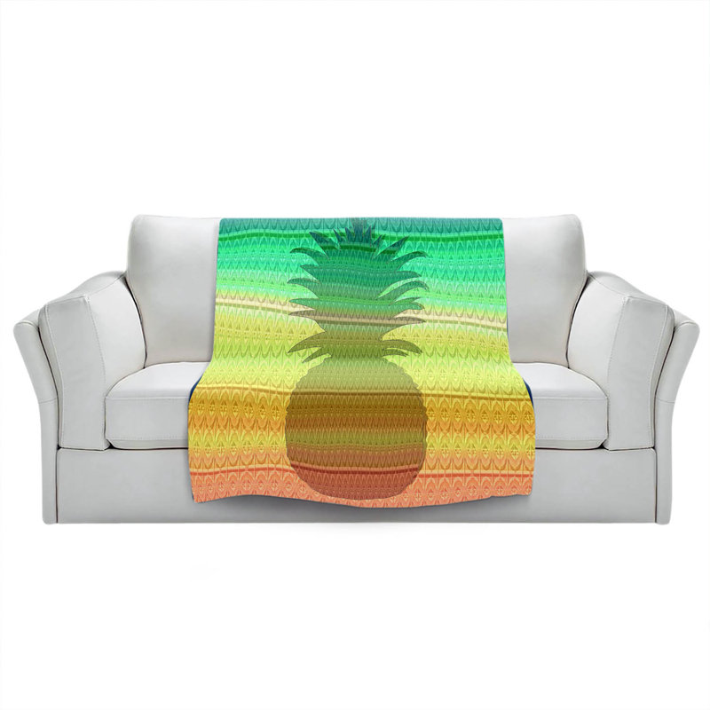 Jeté ananas , l 68 po x L 80 po, Vert / jaune / orange