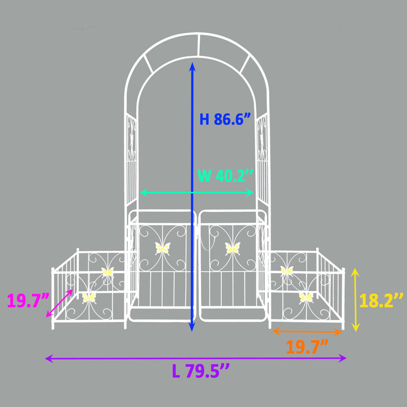 Arche de jardin en métal avec portail, 202 cm x 220 cm, blanc crème, pour une touche d'élégance extérieure