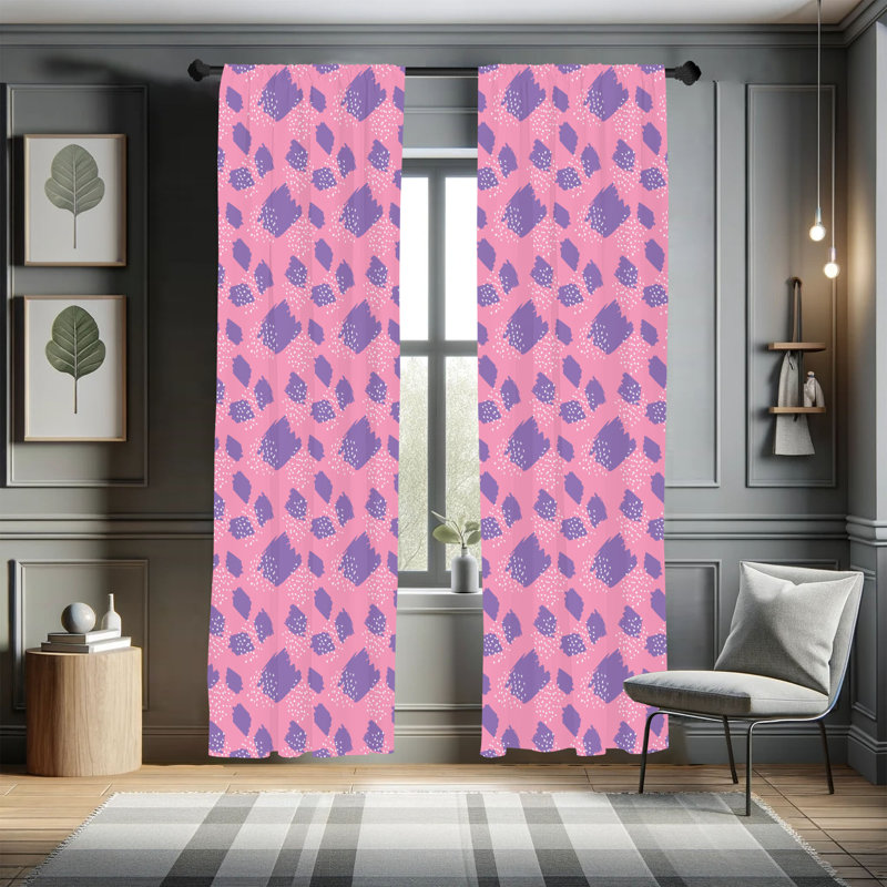 Rideaux abstraits, coups de pinceau aléatoires, paire de 28 po, rose pastel, bleu, violet, L 28 po x L 63 po